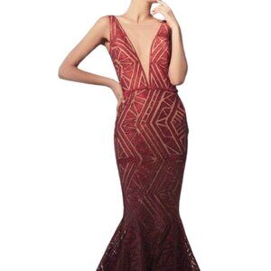 NWT Nicole Bakti 6786 Sequin Prom Dress Black Size 2